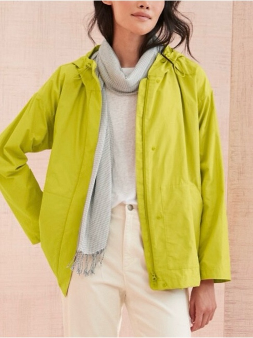 Eileen Fisher Hooded Utility Jacket in Chartreuse